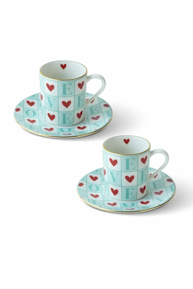 Mugs - Amour Collection Porcelain Coffee Cup (Set of 2) - SOMNIA ATELIER
