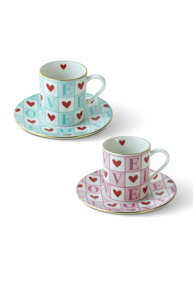 Mugs - Amour Collection Porcelain Coffee Cup (Set of 2) - SOMNIA ATELIER