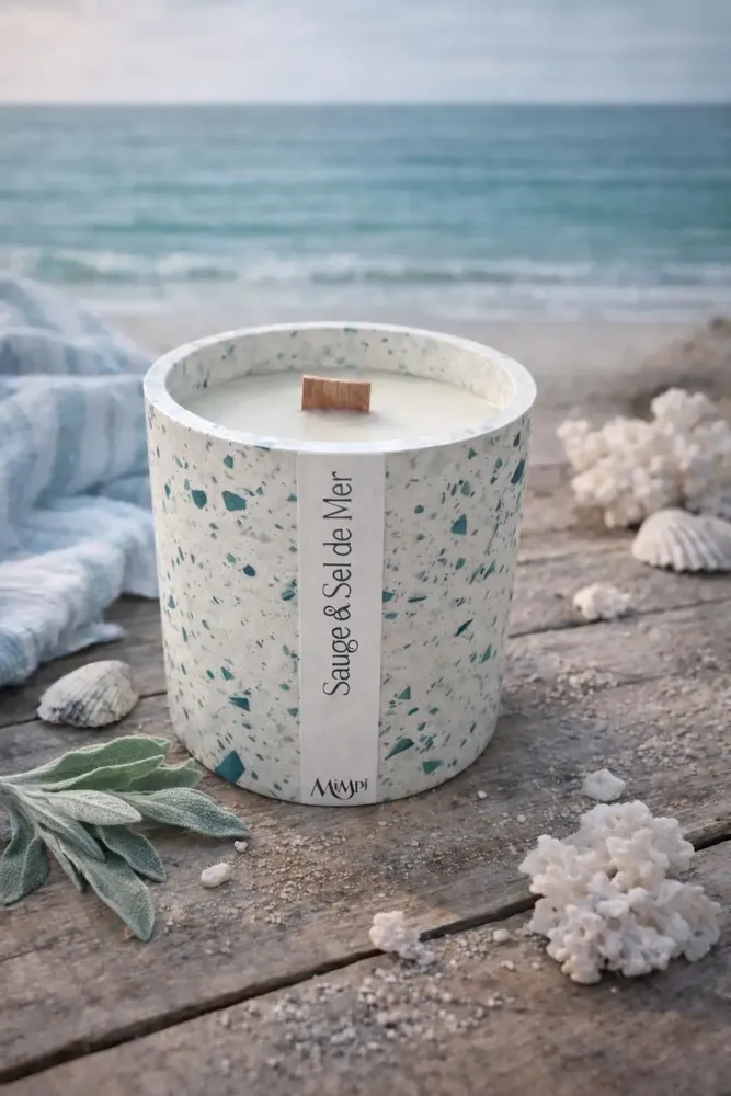 Bougies - Bougie Terrazzo – Sauge et Sel de Mer - MIMPI
