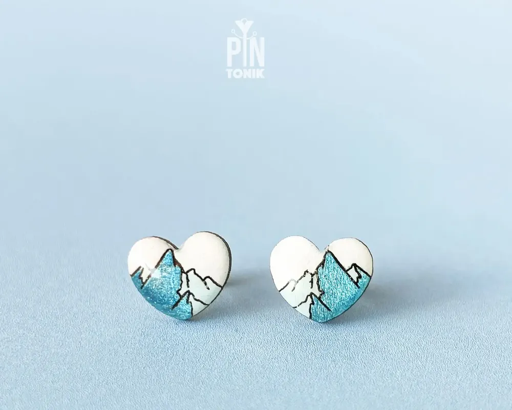 Bijoux - Boucles d’Oreilles Clous Montagne Cœur - PINTONIK