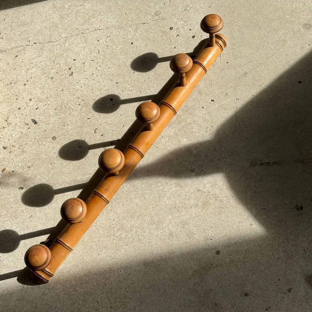 Autres décorations murales - Grande patère en bois vintage à 6 accroches effet bambou L79 - OFFICE OBJETS