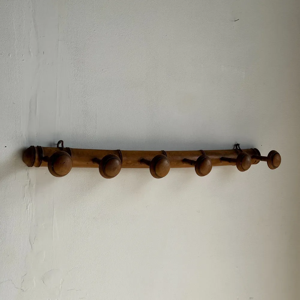 Autres décorations murales - Grande patère en bois vintage à 6 accroches effet bambou L79 - OFFICE OBJETS