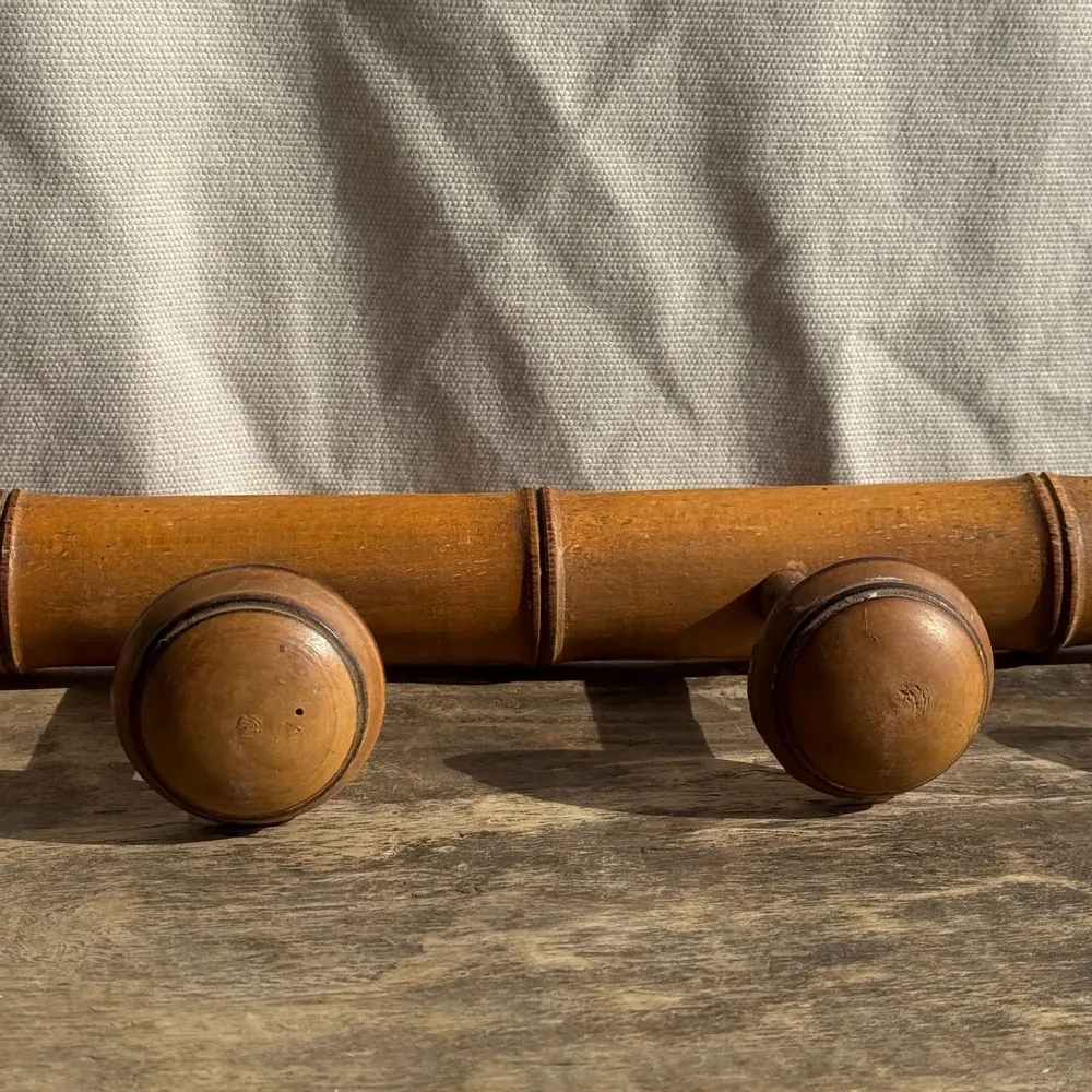 Autres décorations murales - Grande patère en bois vintage à 6 accroches effet bambou L79 - OFFICE OBJETS