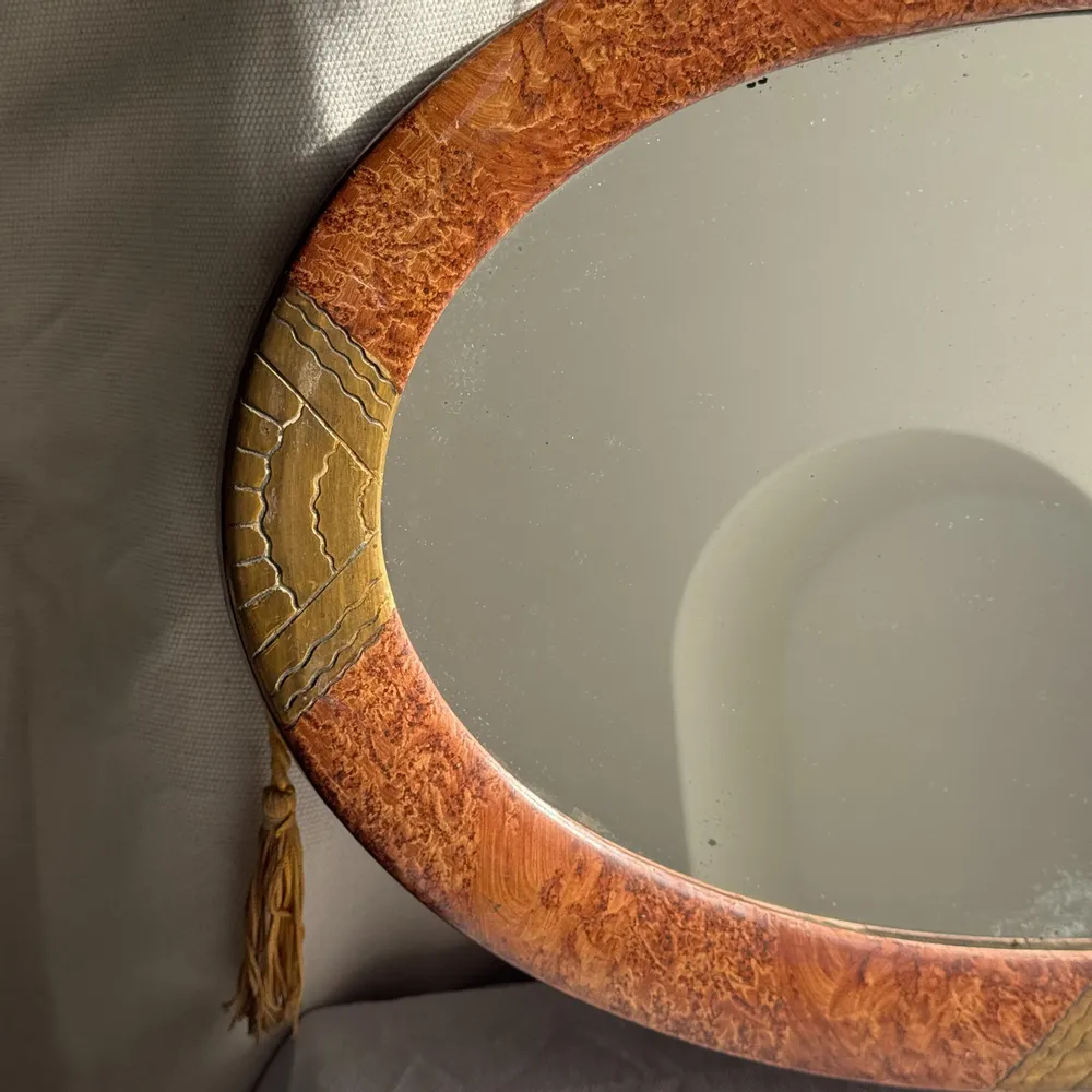 Mirrors - Small oval brown and gold Art Deco mirror 33x54 - OFFICE OBJETS
