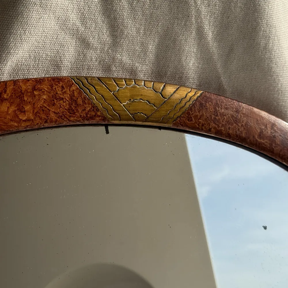 Mirrors - Small oval brown and gold Art Deco mirror 33x54 - OFFICE OBJETS