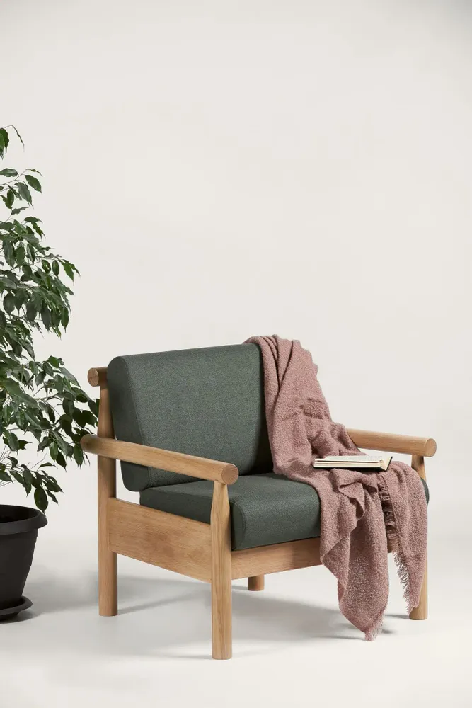 Chaises longues - Steekla Lounge Chair Structure bois + Tissu d’ameublement Naturel (structure) + Tissu sur mesure - ARBORE BY CAREL WOODWORKS