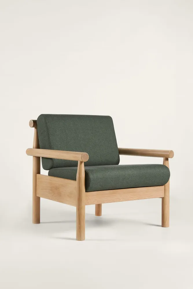 Chaises longues - Steekla Lounge Chair Structure bois + Tissu d’ameublement Naturel (structure) + Tissu sur mesure - ARBORE BY CAREL WOODWORKS