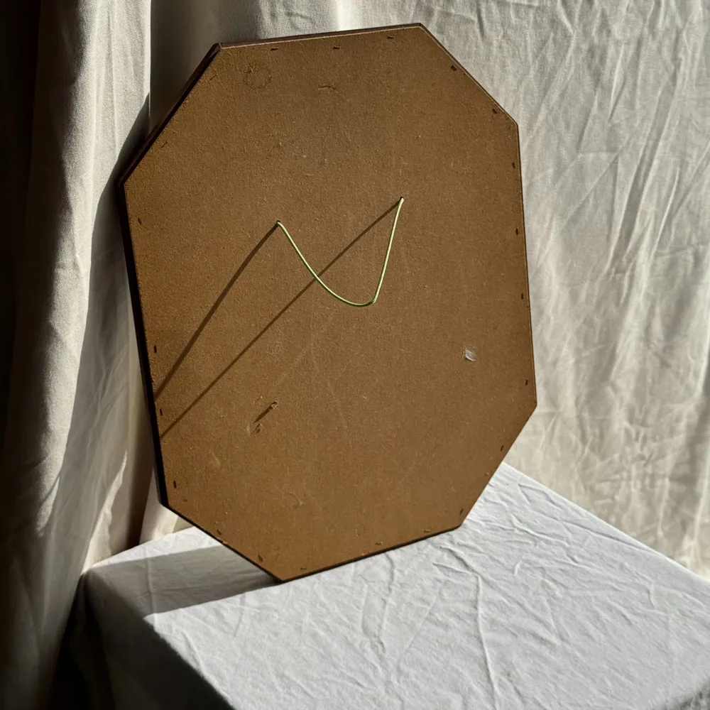 Mirrors - 58x48 vintage brown wood octagonal mirror - OFFICE OBJETS