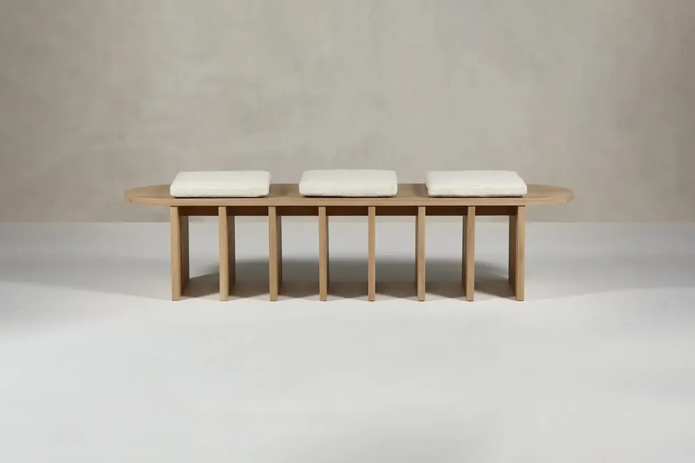 Bancs - Onix Chêne massif + Tissu d’ameublement Naturel + Tissu sur mesure - ARBORE BY CAREL WOODWORKS