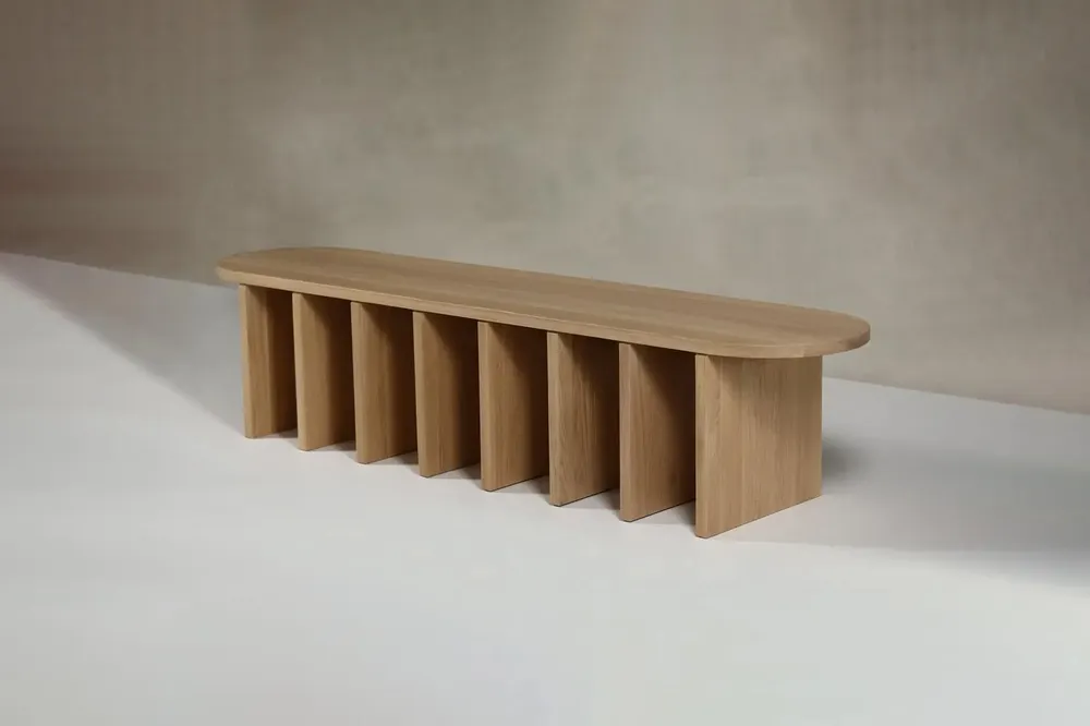 Bancs - Onix Chêne massif + Tissu d’ameublement Naturel + Tissu sur mesure - ARBORE BY CAREL WOODWORKS