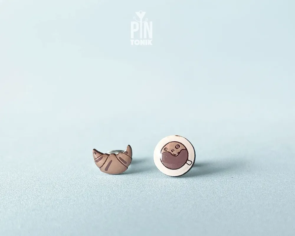 Jewelry - Coffee & Croissant Mismatched Stud Earrings - PINTONIK