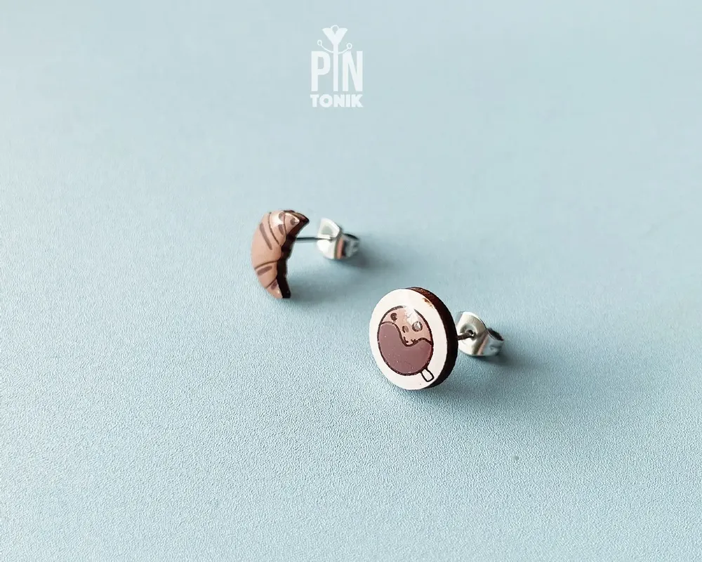 Jewelry - Coffee & Croissant Mismatched Stud Earrings - PINTONIK