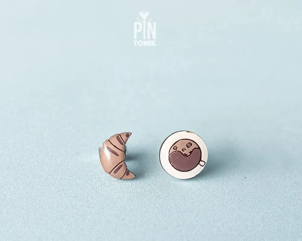 Jewelry - Coffee & Croissant Mismatched Stud Earrings - PINTONIK