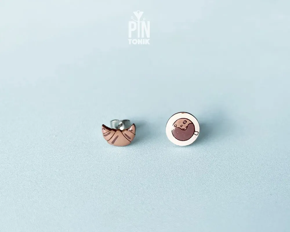 Jewelry - Coffee & Croissant Mismatched Stud Earrings - PINTONIK