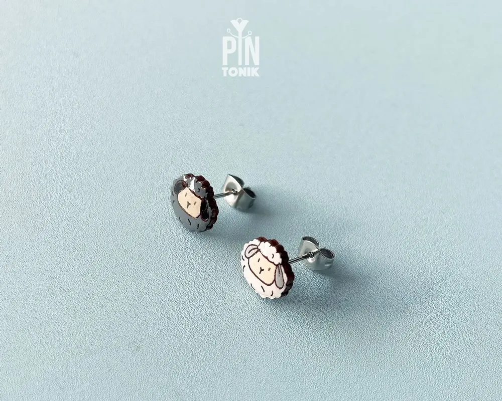 Jewelry - Black & White Sheep Mismatched Stud Earrings - PINTONIK