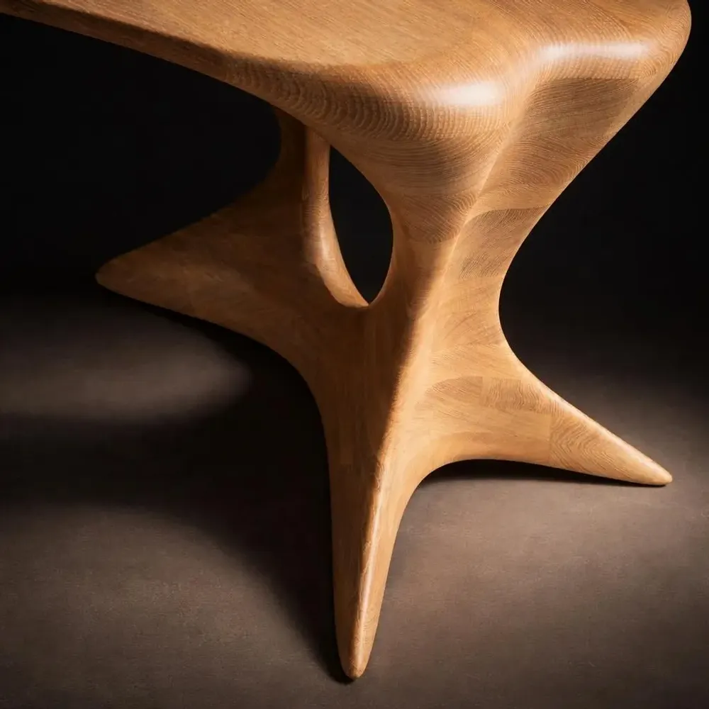 Coffee tables - Aphrodite Sculpted Table | European Oak Wood - NEXART