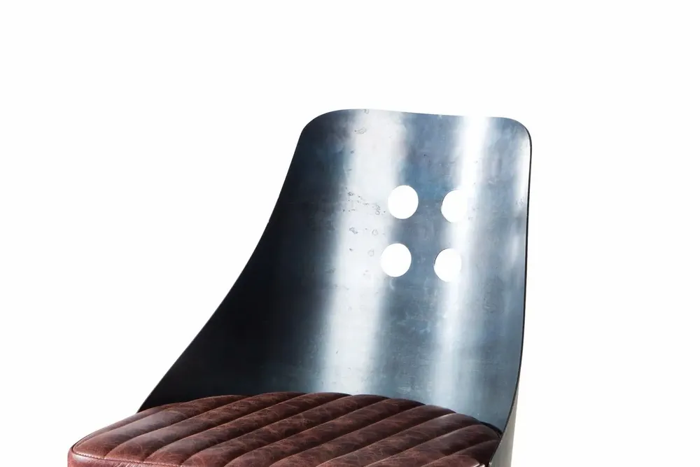 Desk chairs - Industrial Steel Chair with Leather Seat - STURDY-LEGS