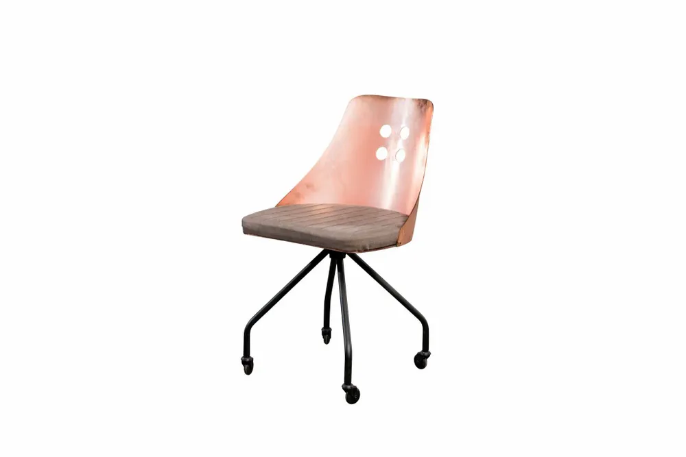 Desk chairs - Industrial Steel Chair with Leather Seat - STURDY-LEGS