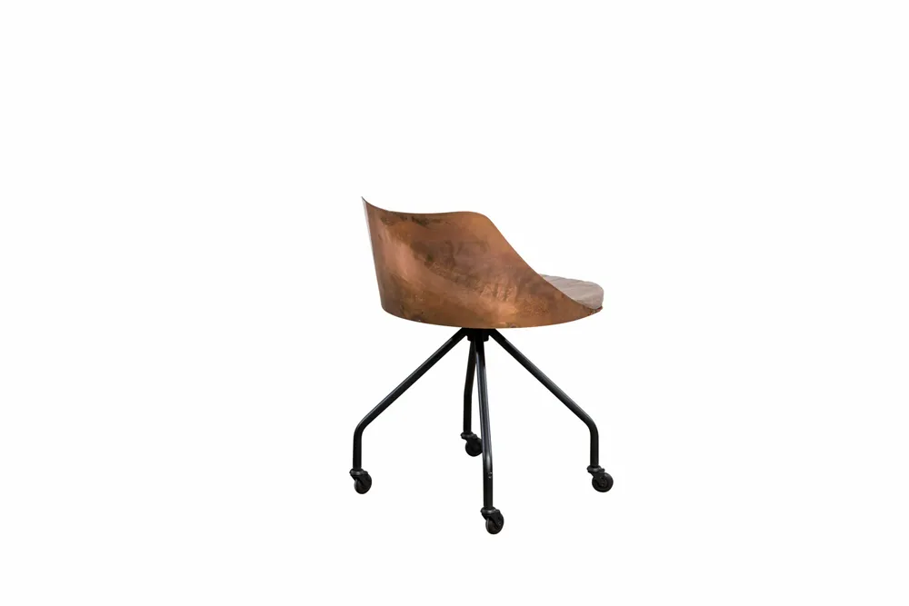 Desk chairs - Industrial Steel Chair with Leather Seat - STURDY-LEGS