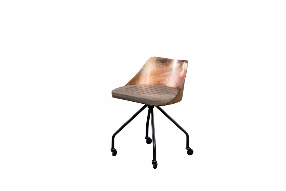 Desk chairs - Industrial Steel Chair with Leather Seat - STURDY-LEGS