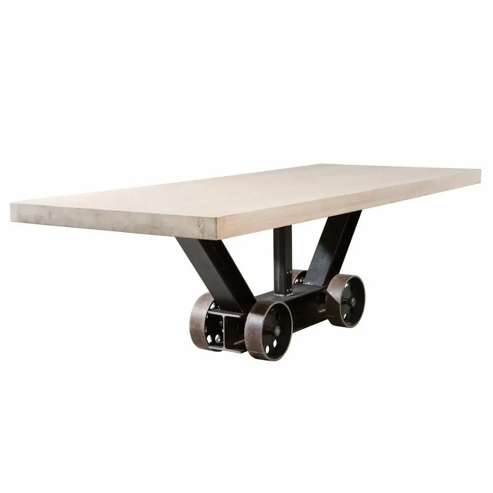 Office furniture and storage - Industrial Solid Wood Table with Steel Base SL-017 - STURDY-LEGS