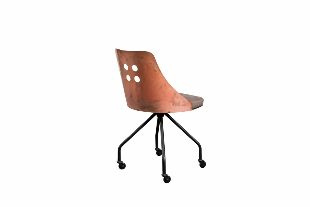 Armoires de bureau - Chaise industrielle en cuivre avec assise en cuir - STURDY-LEGS