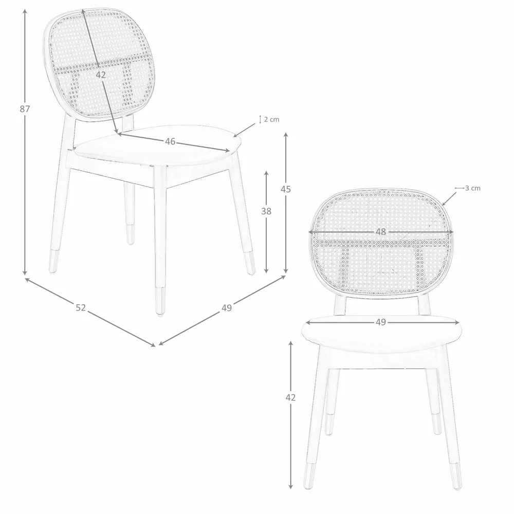 Chairs - Round rattan back Dining table chair - ANGEL CERDÁ