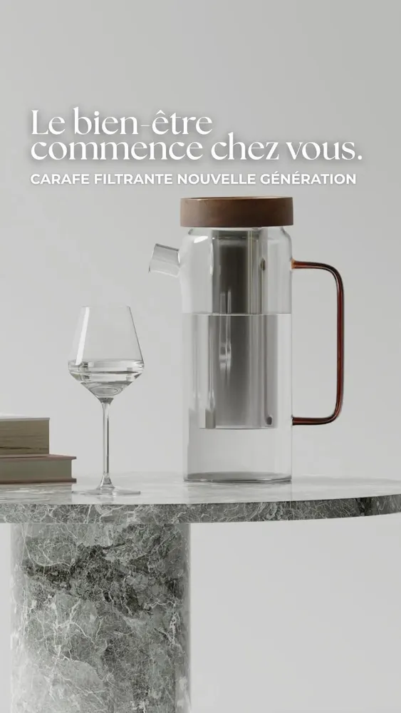 Tea and coffee accessories - New generation 1.5L glass filter jug - LE CHARBON ACTIF FRANCAIS