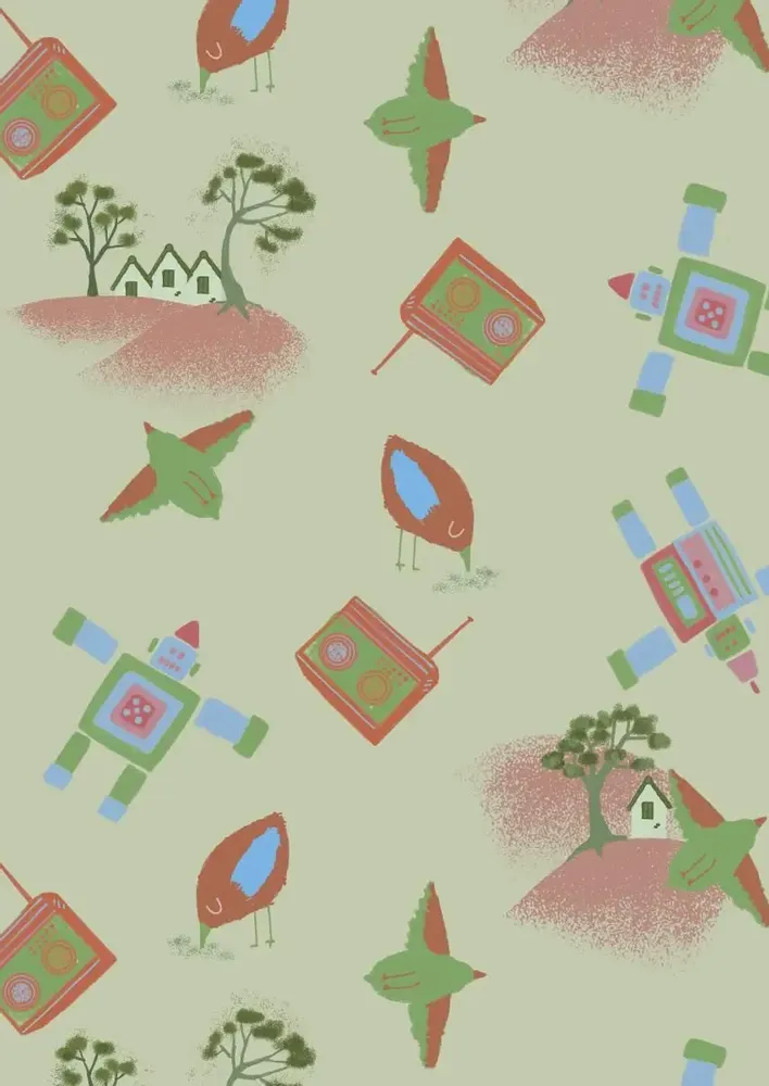 Textile and surface design - C026007 Radio Lucinda & Tin Man Pattern Design - PAOLA PAGANO