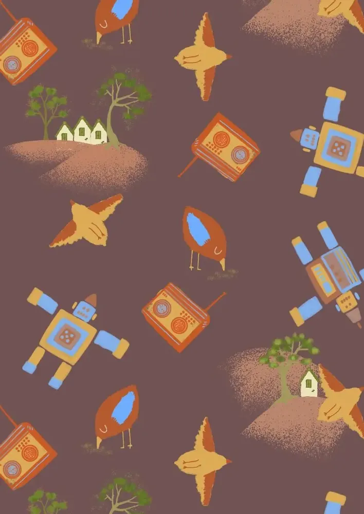 Textile and surface design - C026007 Radio Lucinda & Tin Man Pattern Design - PAOLA PAGANO