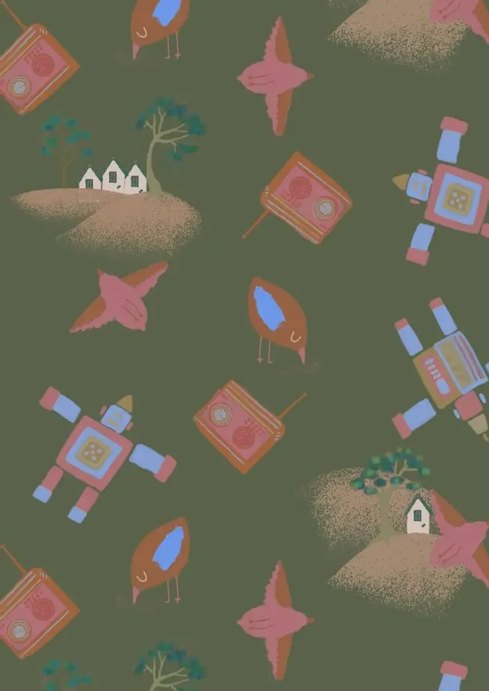 Textile and surface design - C026007 Radio Lucinda & Tin Man Pattern Design - PAOLA PAGANO