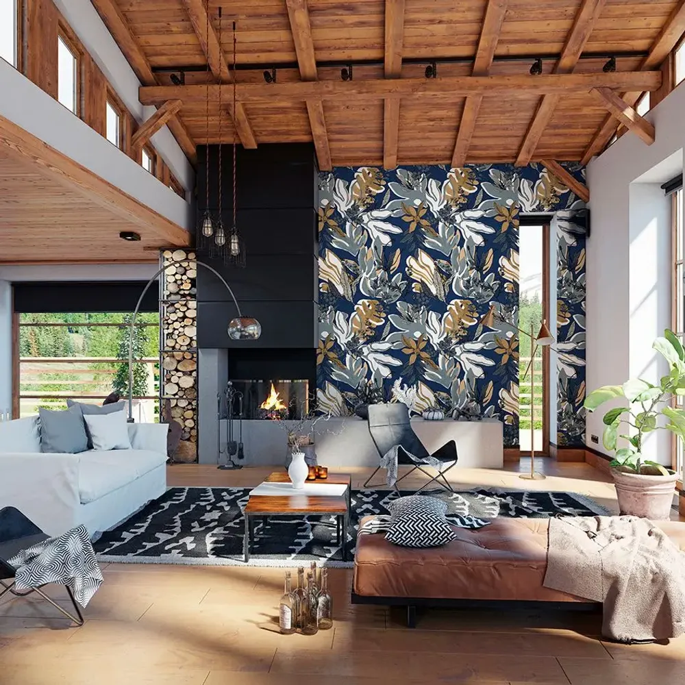 Tapestries - Panoramic wallpaper Aquatic Flowers - LE PAPIERS DE NINON