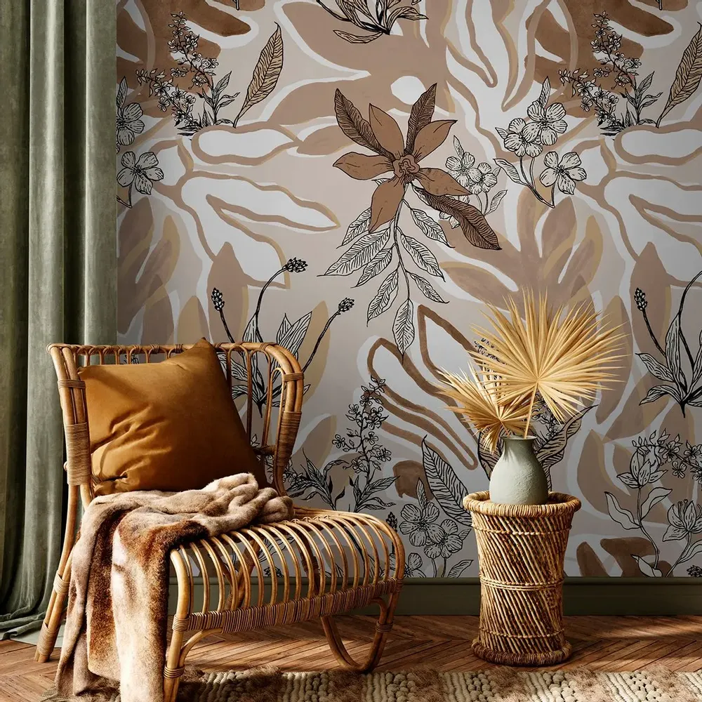 Tapestries - Panoramic wallpaper Aquatic Flowers - LE PAPIERS DE NINON