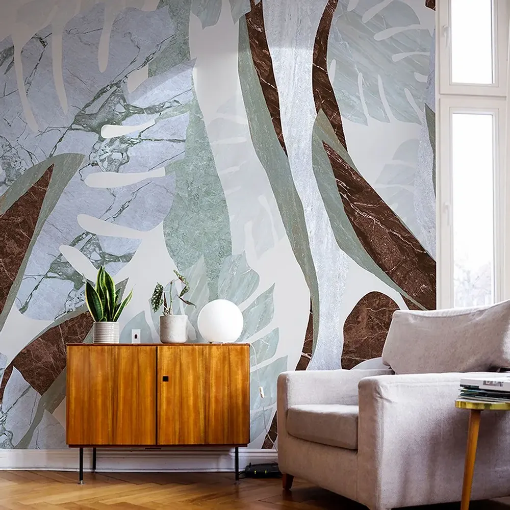 Tapisseries - Papier peint panoramique Luxuriance Bleu - Vert - LE PAPIERS DE NINON