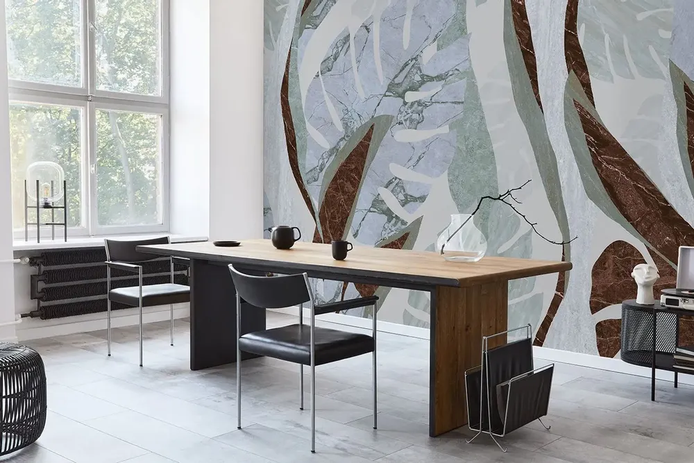 Tapisseries - Papier peint panoramique Luxuriance Bleu - Vert - LE PAPIERS DE NINON