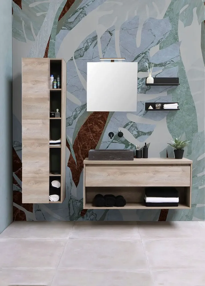 Tapisseries - Papier peint panoramique Luxuriance Bleu - Vert - LE PAPIERS DE NINON