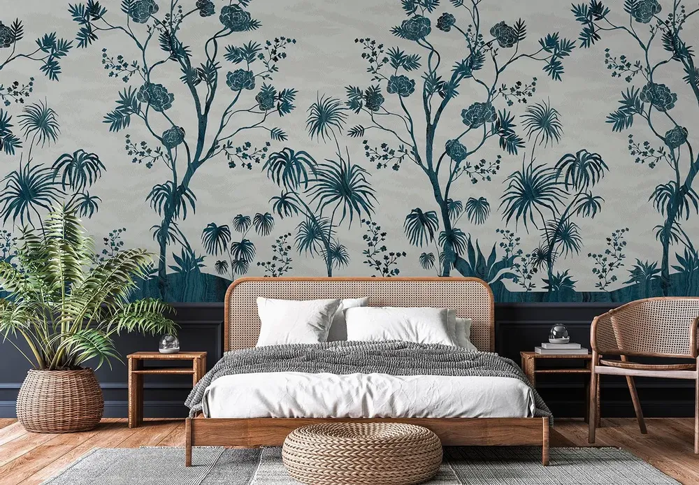 Tapisseries - Papier peint panoramique Margaret Bleu - LE PAPIERS DE NINON