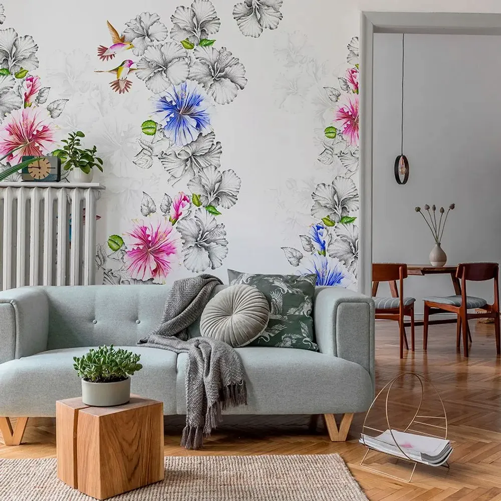 Tapisseries - Papier peint panoramique Rose De Chine - LE PAPIERS DE NINON