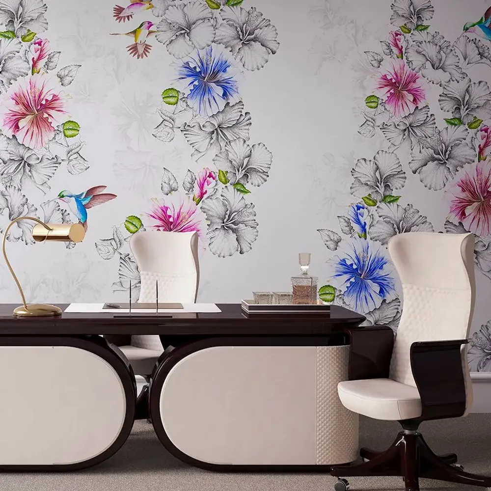 Tapisseries - Papier peint panoramique Rose De Chine - LE PAPIERS DE NINON