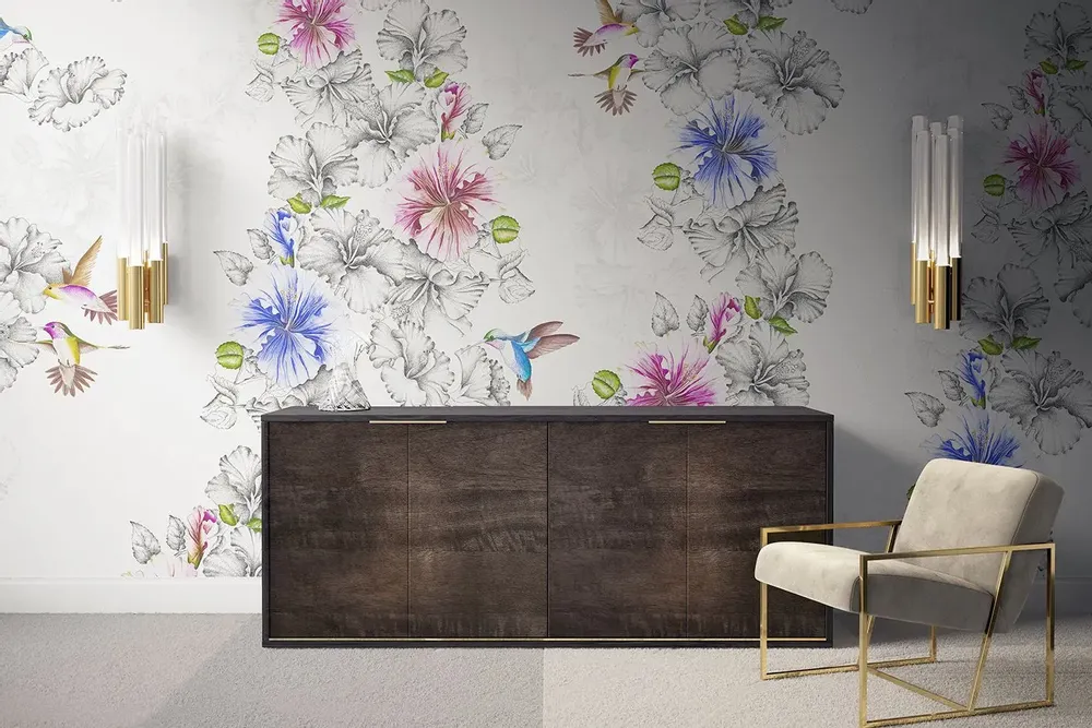 Tapisseries - Papier peint panoramique Rose De Chine - LE PAPIERS DE NINON