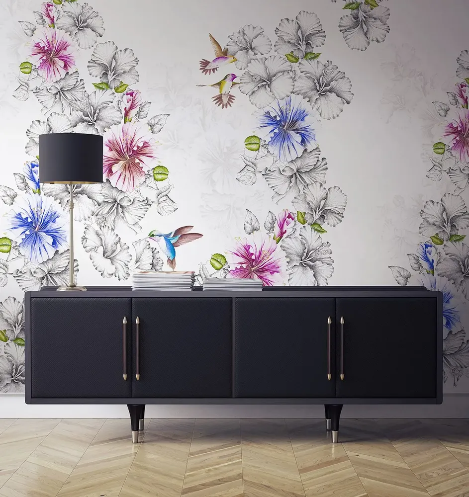 Tapisseries - Papier peint panoramique Rose De Chine - LE PAPIERS DE NINON