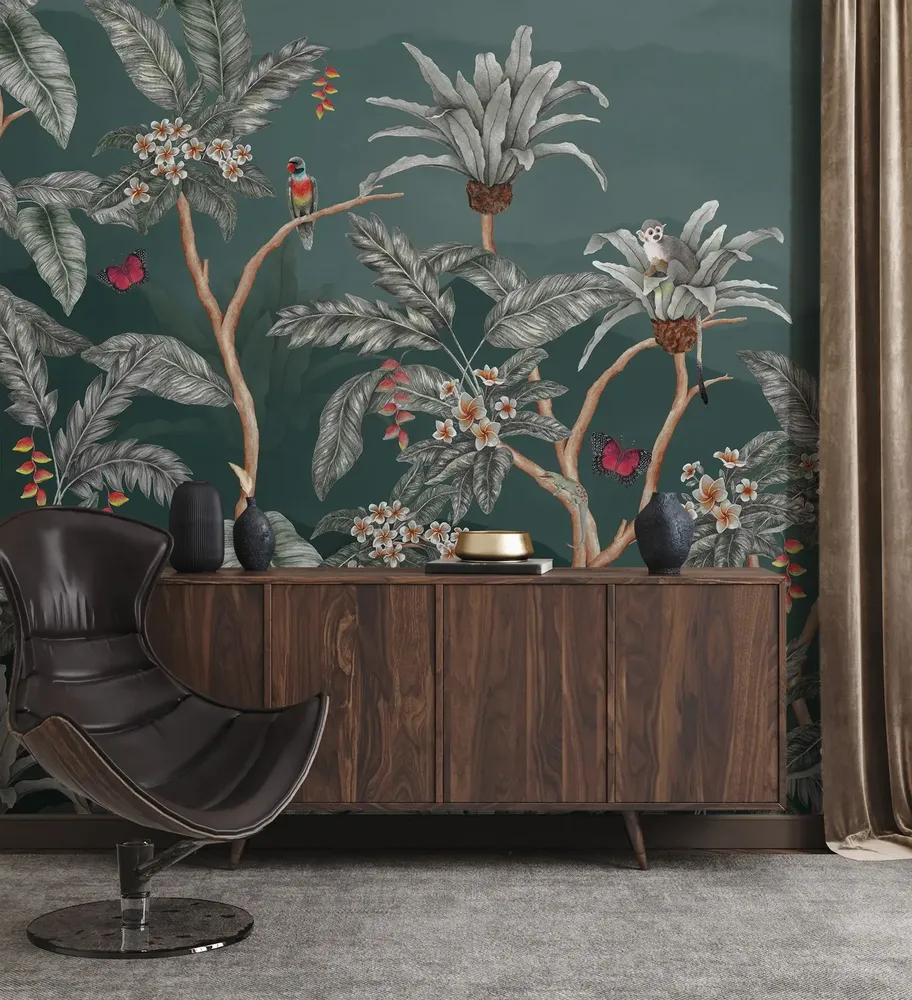 Tapisseries - Papier peint panoramique Balade Tropicale Nocturne - LE PAPIERS DE NINON