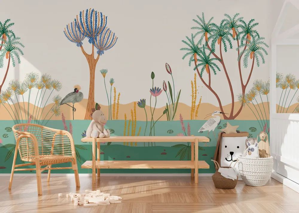 Tapestries - Panoramic wallpaper Wildlife along the Nile - LE PAPIERS DE NINON