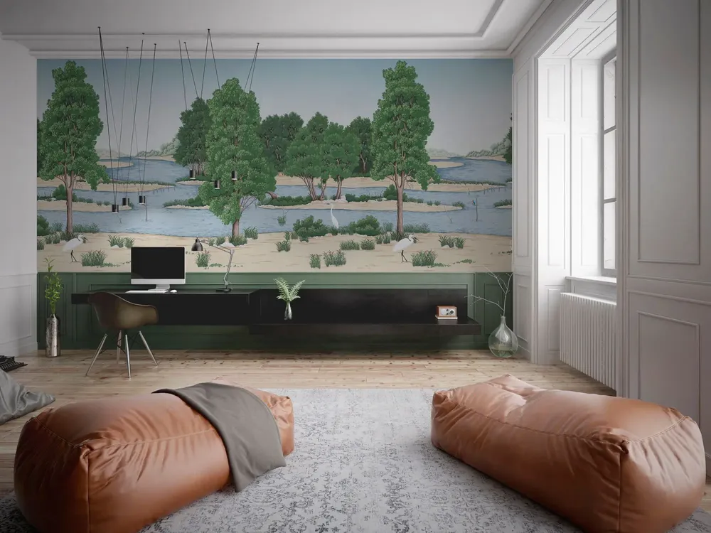 Tapisseries - Papier peint panoramique Loire sauvage cimaise - LE PAPIERS DE NINON