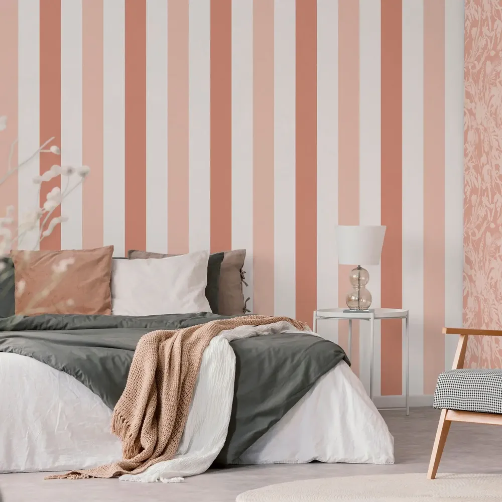 Tapestries - Majestic Stripes Red Sandstone Panoramic Wallpaper - LE PAPIERS DE NINON