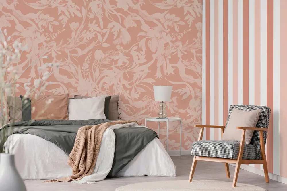 Tapestries - Majestic Stripes Red Sandstone Panoramic Wallpaper - LE PAPIERS DE NINON