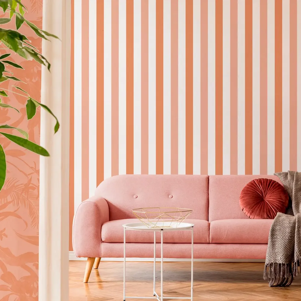 Tapisseries - Papier peint à Rayures Alternées - terracotta - LE PAPIERS DE NINON