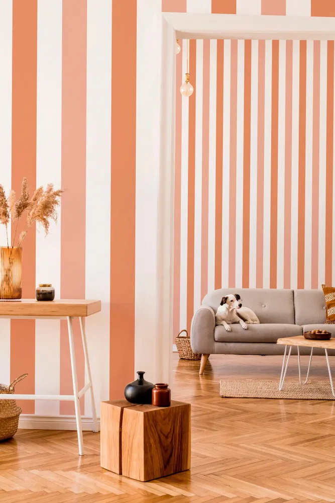 Tapisseries - Papier peint à Rayures Majestueuses - terracotta - LE PAPIERS DE NINON