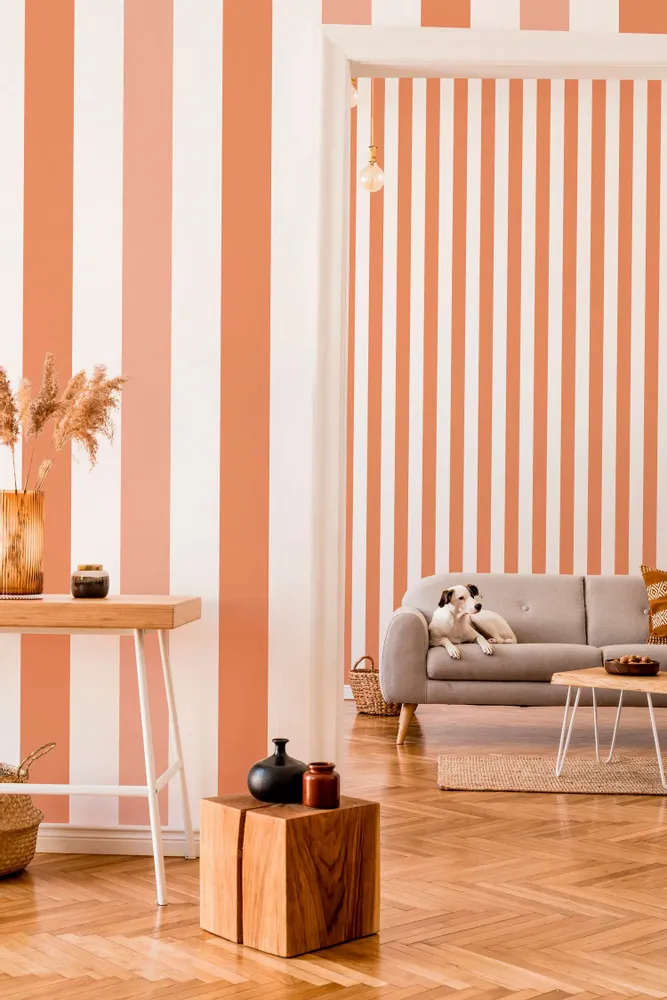 Tapisseries - Papier peint à Rayures Majestueuses - terracotta - LE PAPIERS DE NINON