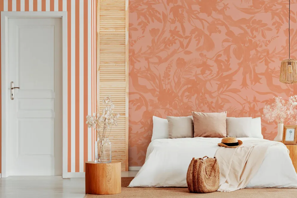 Tapestries - Panoramic Wallpaper Terracotta Harmony Stripes - LE PAPIERS DE NINON